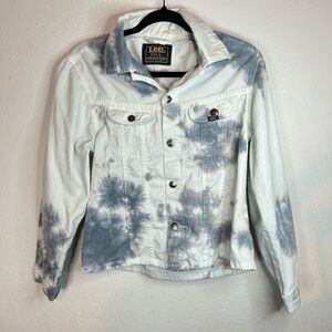 Rare Vintage Lee Sanforized Union Made Studded Tie Dye Denim Jacket - Size Large
